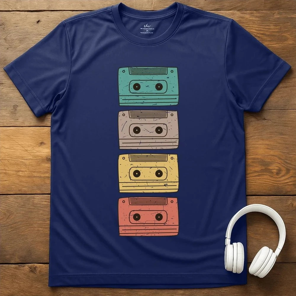 Colored Cassettes T-Shirt - Navy