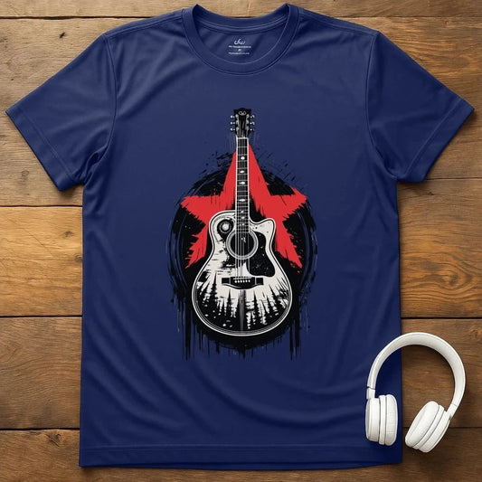 Red Star Guitar T-Shirt - Navy
