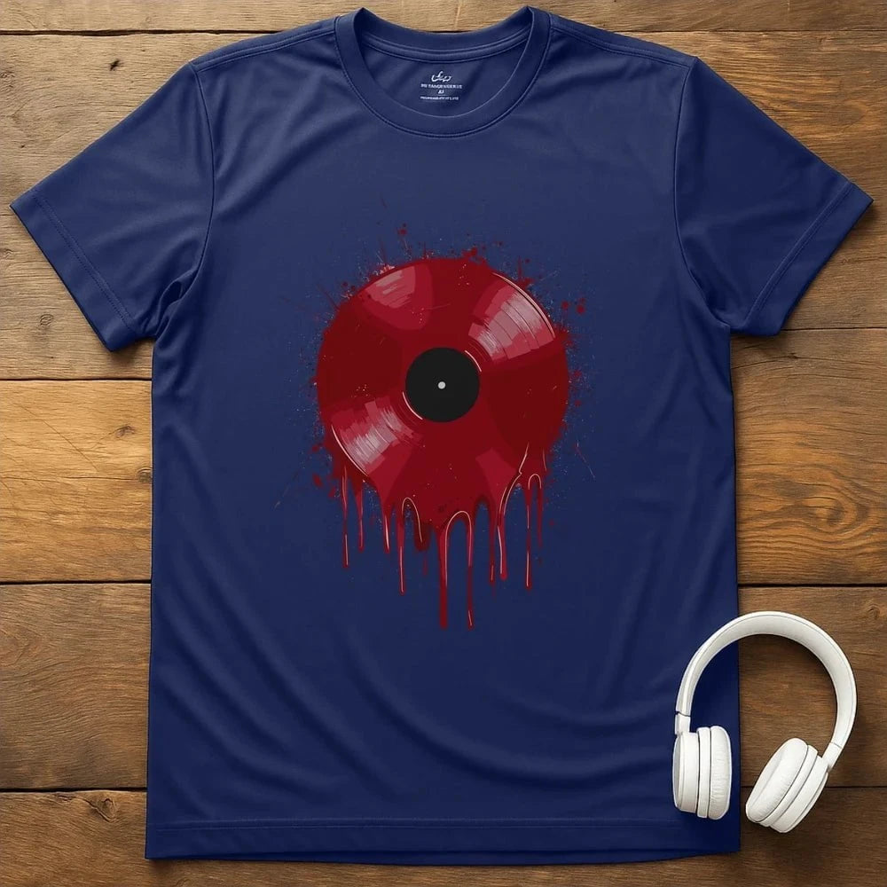 Red Wax Vinyl T-Shirt - Navy