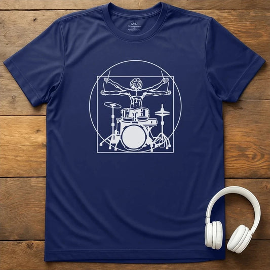 Vitruvian Drummer T-Shirt - Navy