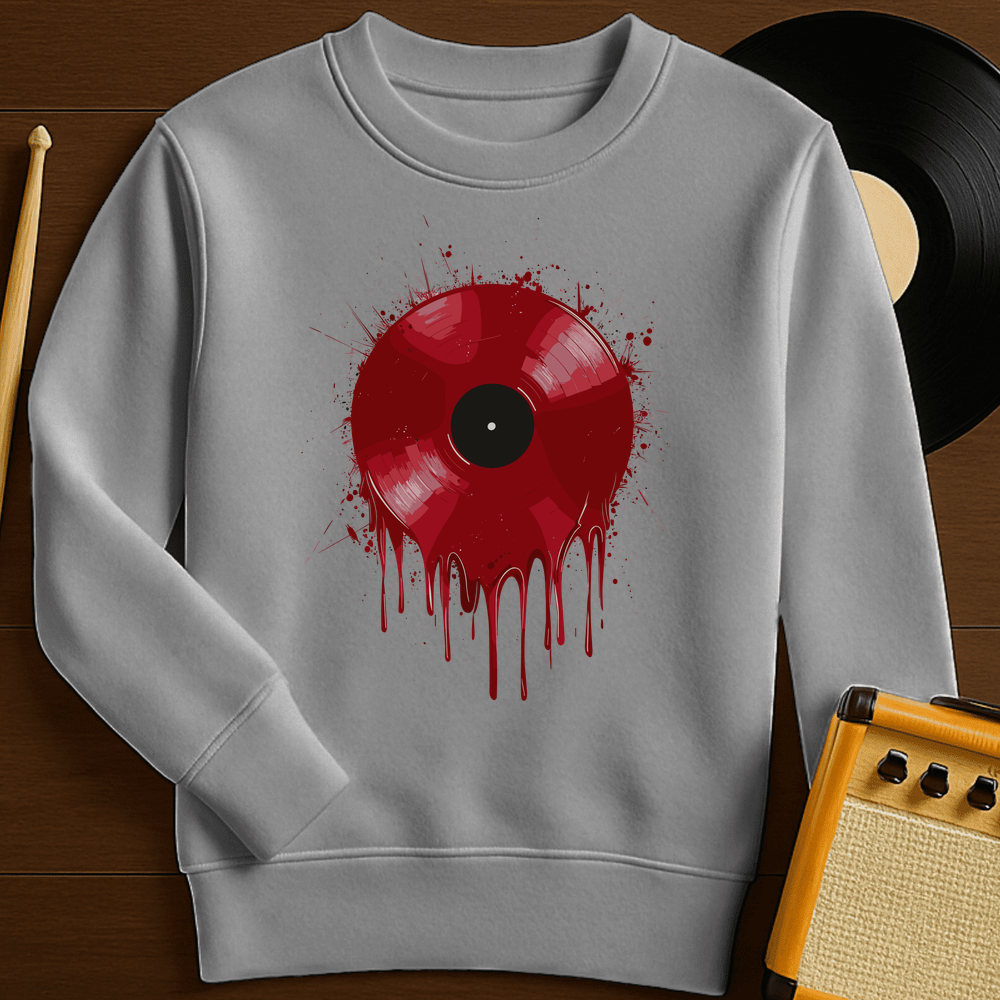Red Wax Vinyl Crewneck - Sport Grey