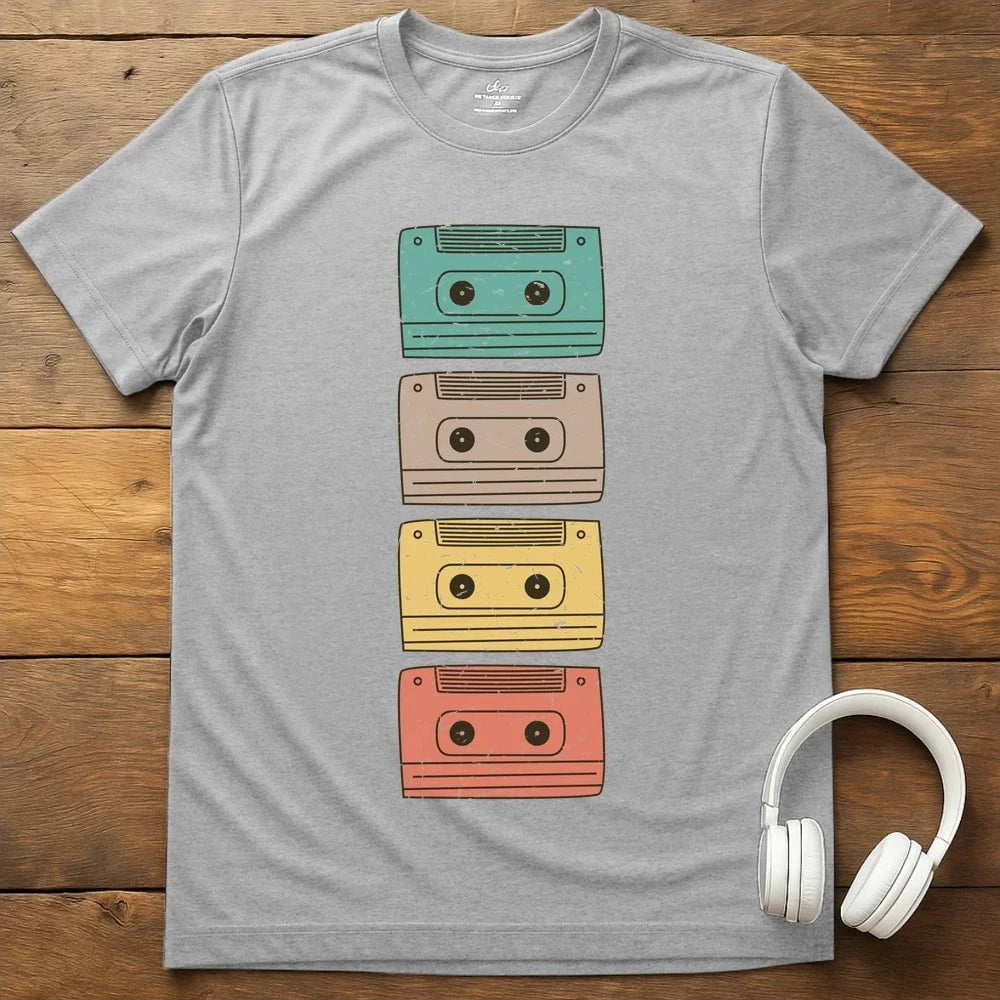 Colored Cassettes T-Shirt - Sport Grey