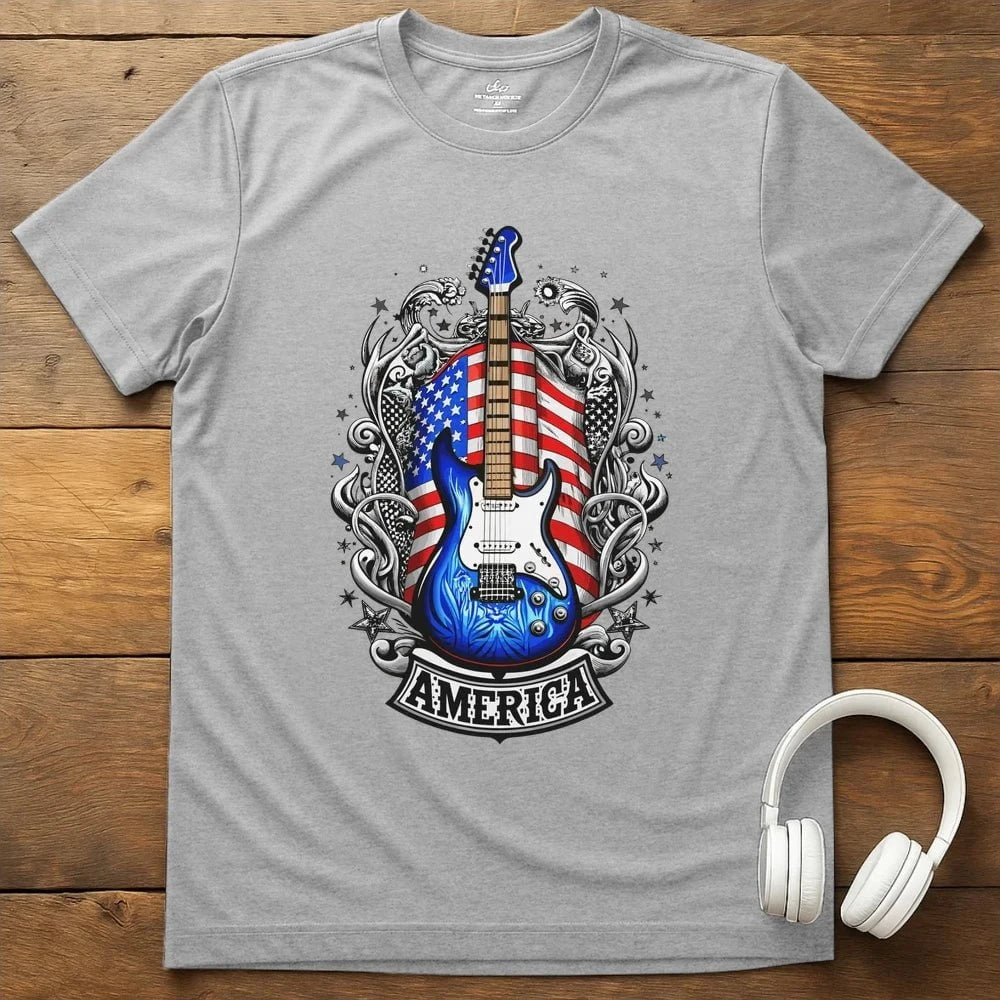 Patriot Guitar T-Shirt - Sport Grey