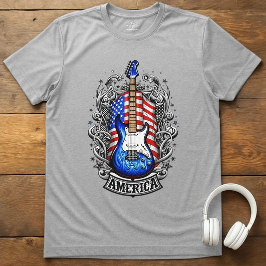Patriot Guitar T-Shirt - Sport Grey