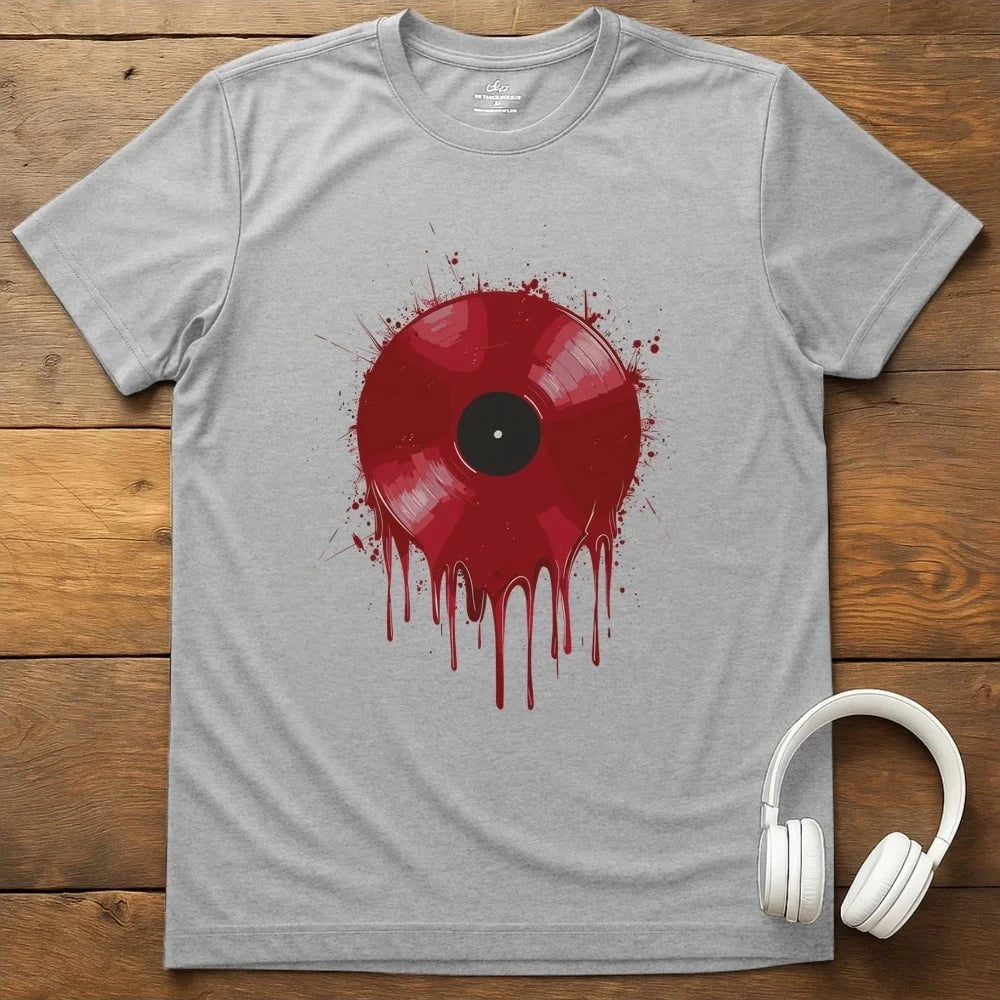Red Wax Vinyl T-Shirt - Sport Grey
