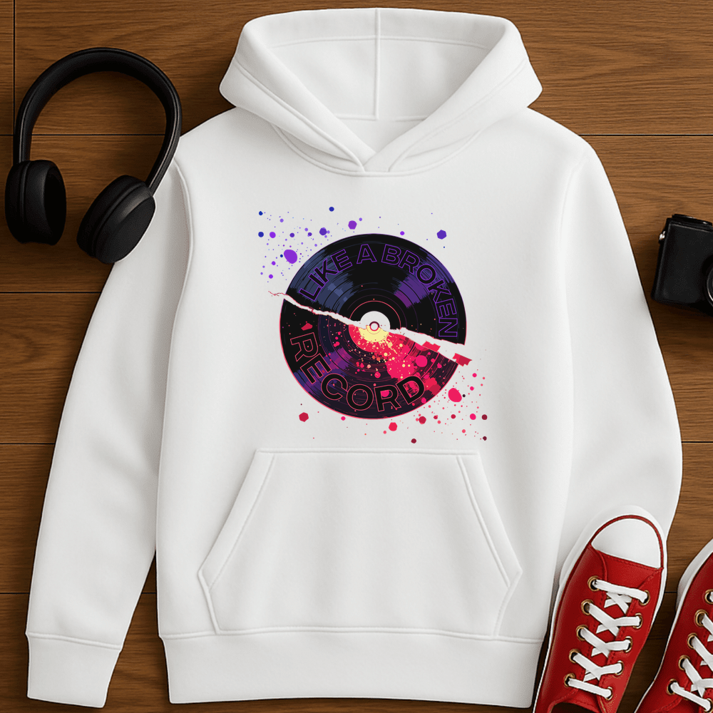 Broken Record Hoodie - White