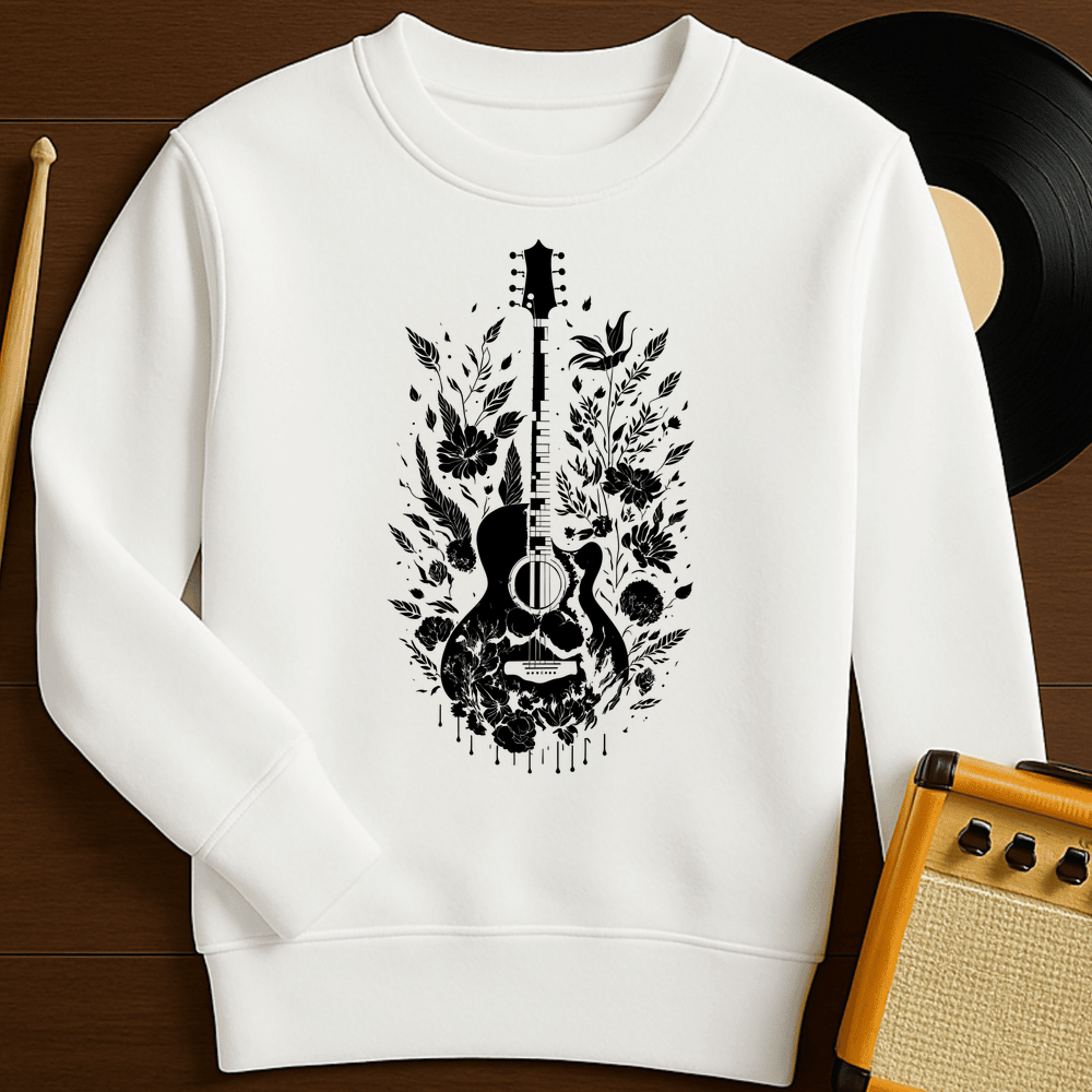 Silhouette Guitar Crewneck - White