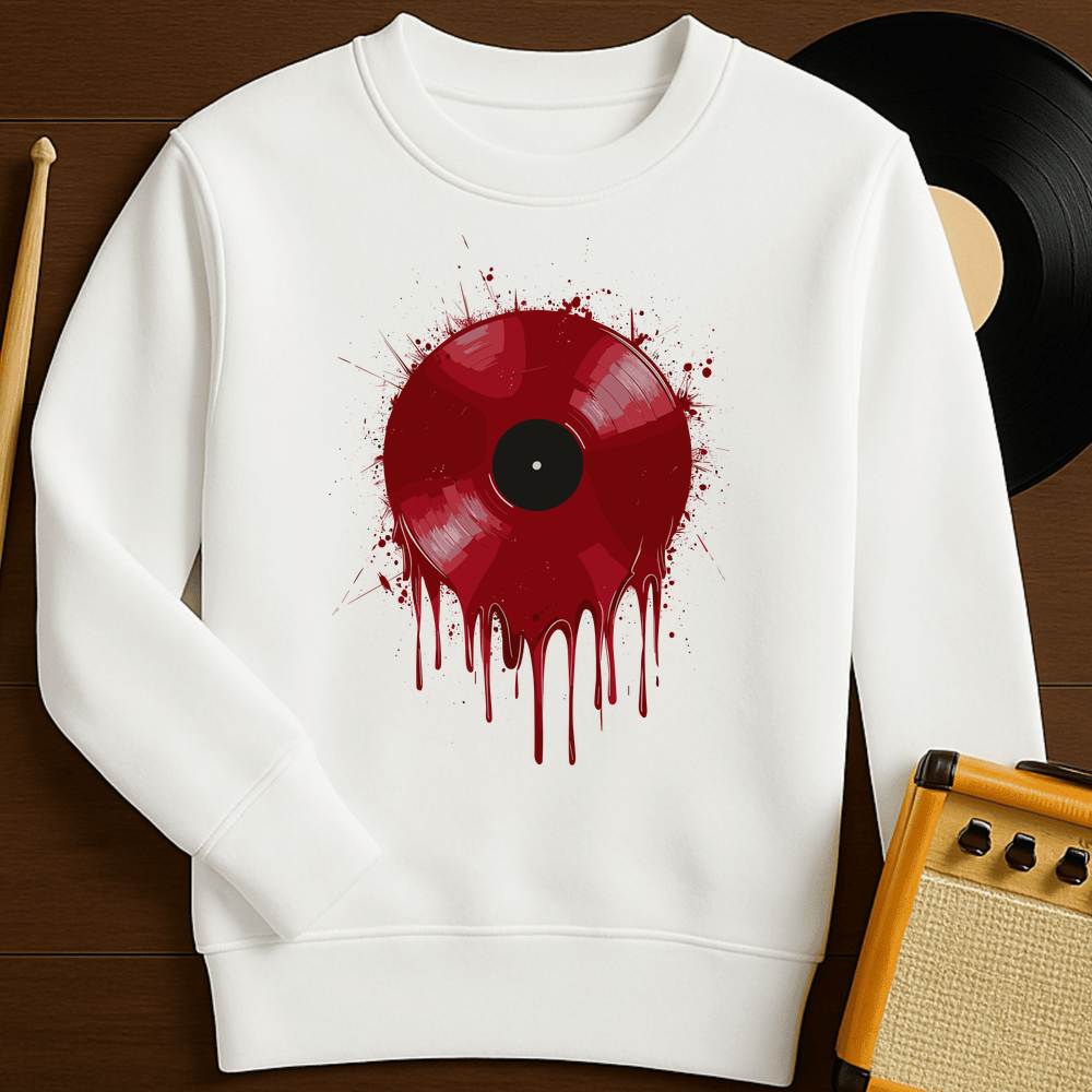 Red Wax Vinyl Crewneck - White