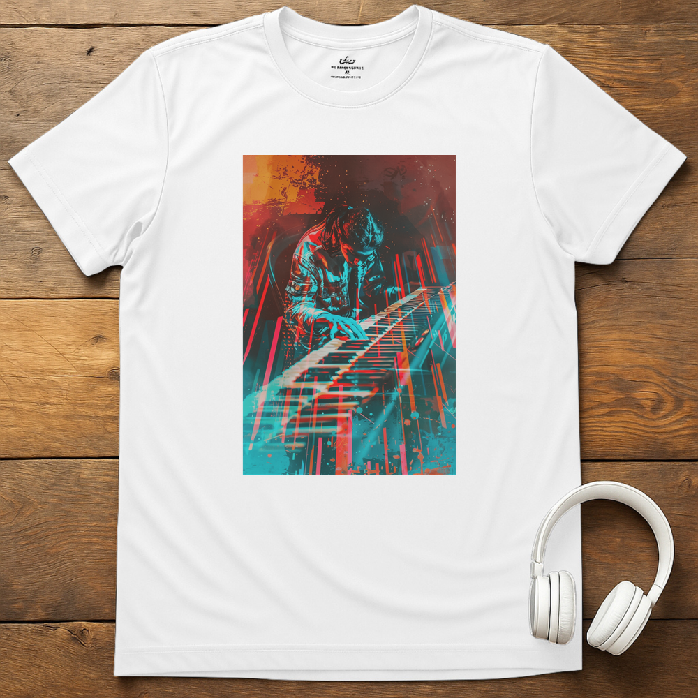 Vibrant Keyboardist T-Shirt - White