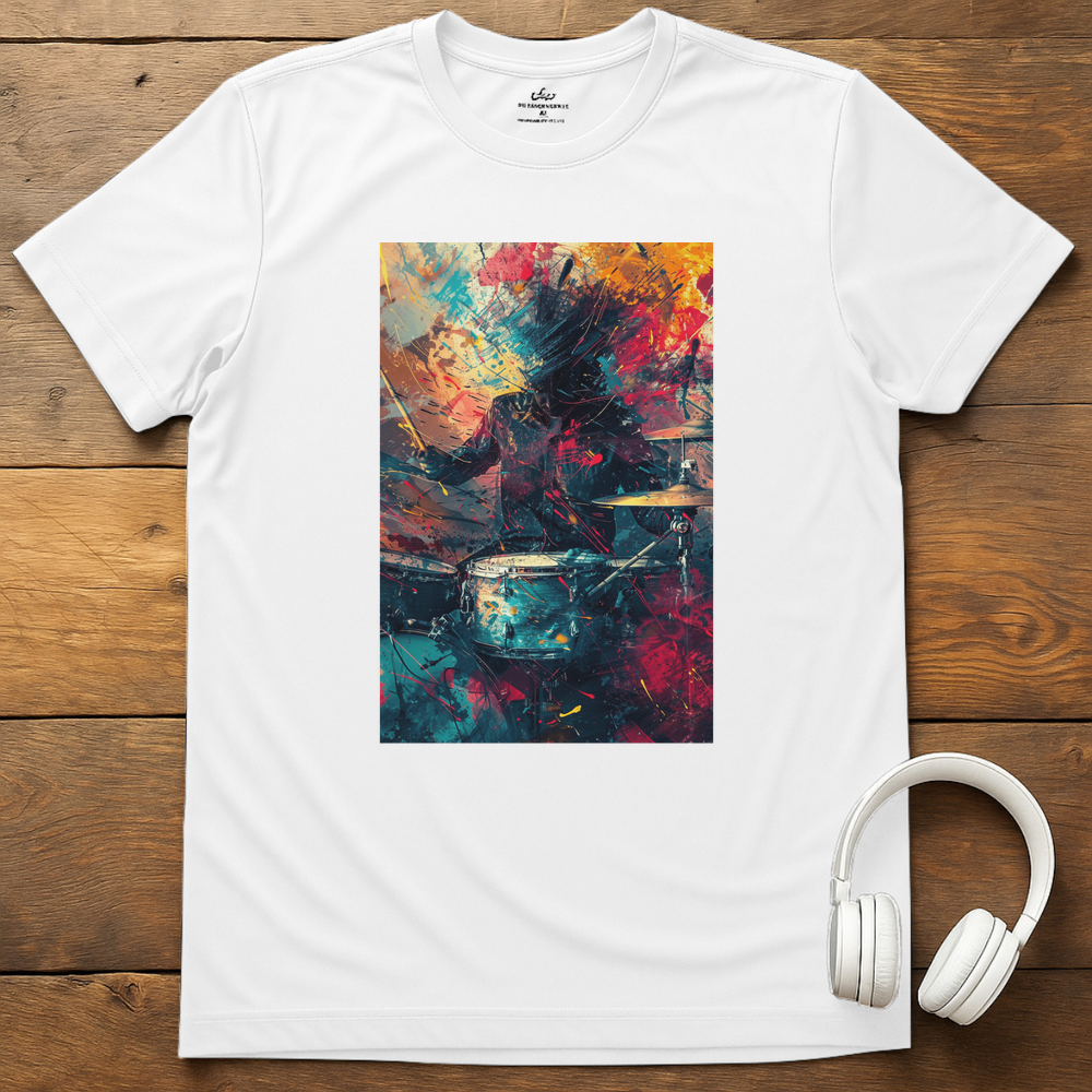Vibrant Drummer T-Shirt - White