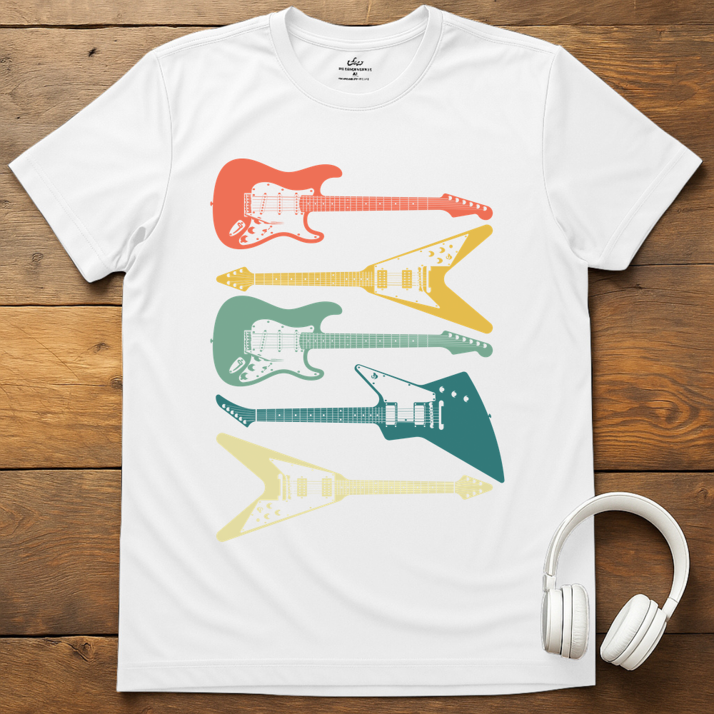5 Electric Guitars T-Shirt - White