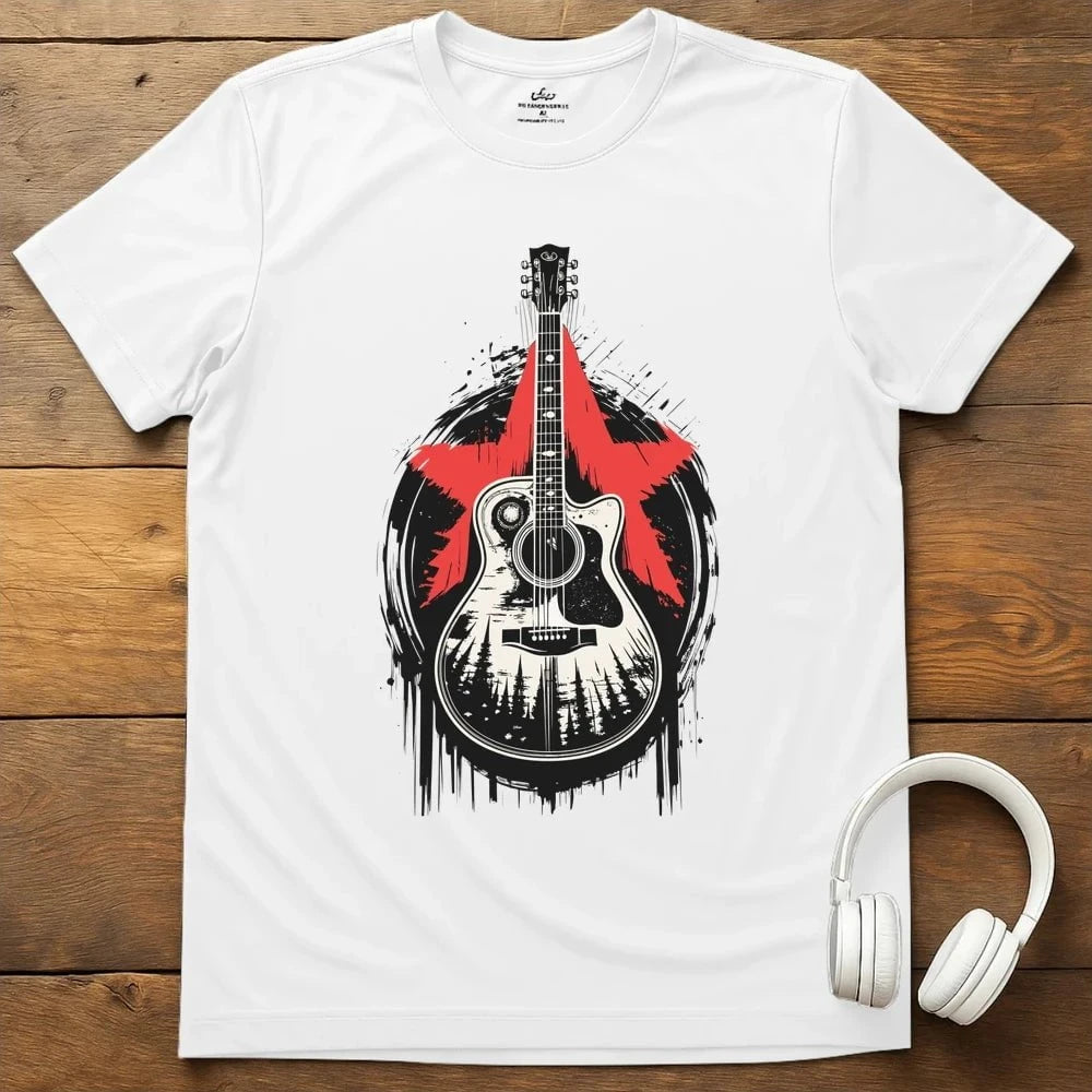 Red Star Guitar T-Shirt - White