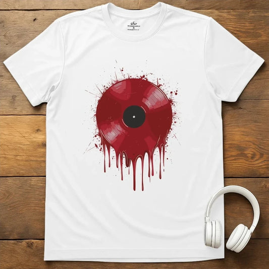 Red Wax Vinyl T-Shirt - White